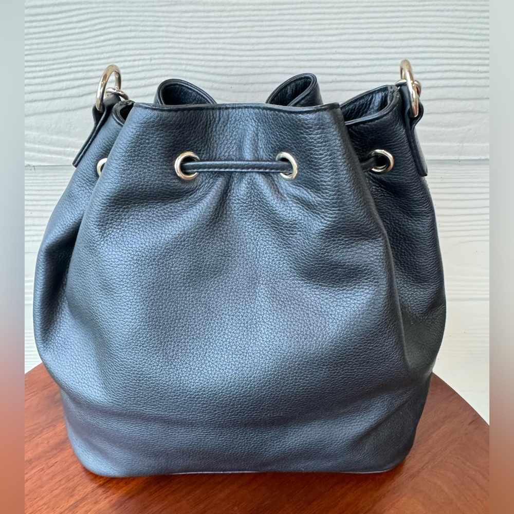 WHBM Black Drawstring Bucket Bag - Picture 6 of 12
